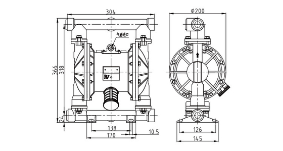 25mm 1&quot;セメントのスラリーの携帯用可潜艇のためのAoddのダイヤフラム ポンプ